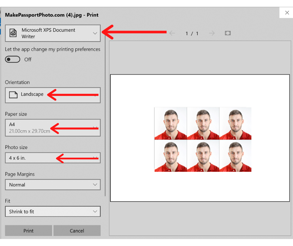 how to print 2x2 passport photo