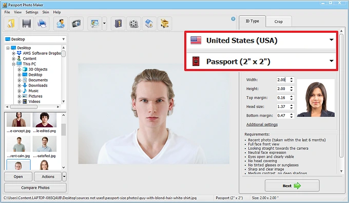 how to print a 2x2 passport photo