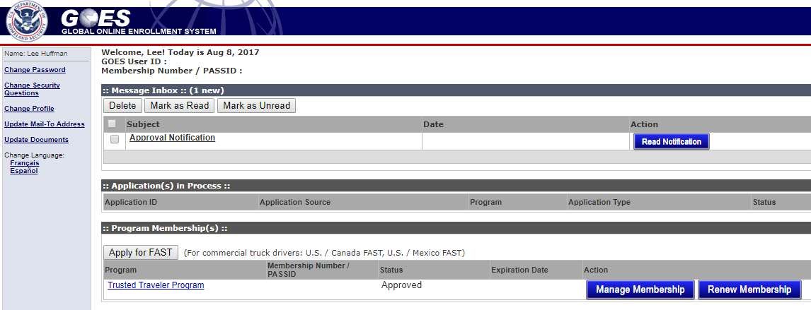 how to update global entry with new passport