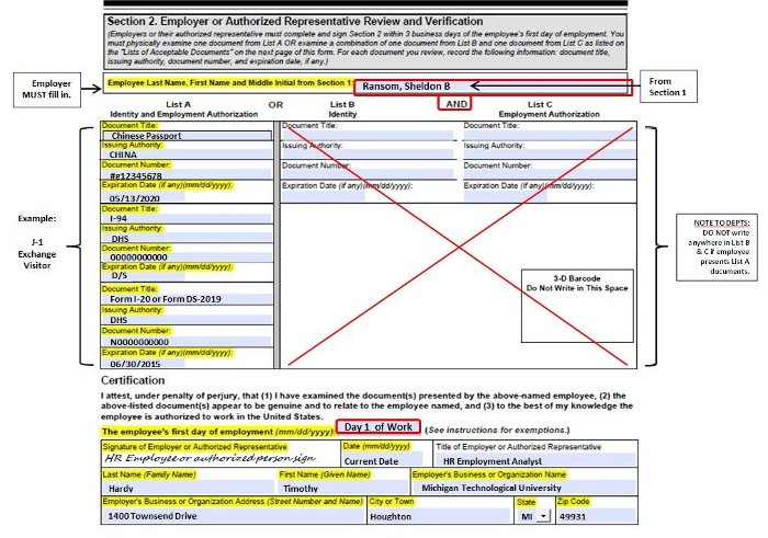 i-9 example with passport