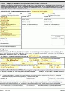 i-9 example with passport