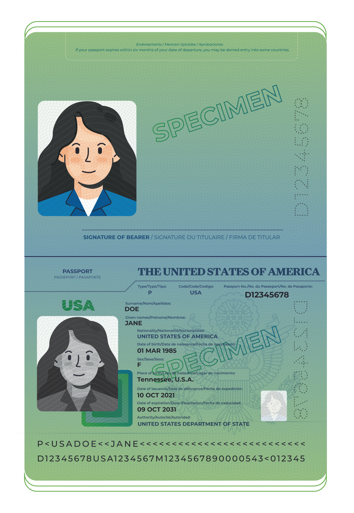 i-9 passport example