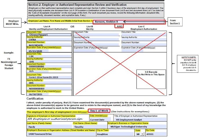 i-9 passport example