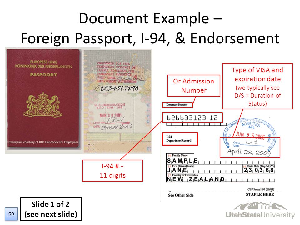 i-94 with unexpired foreign passport