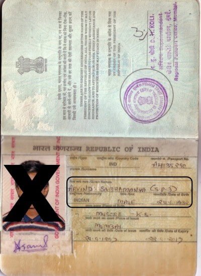 india passport number