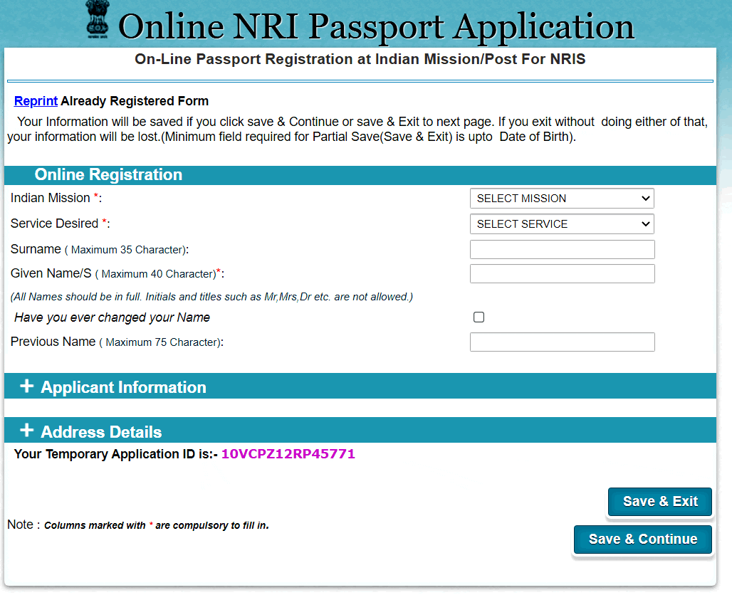 india passport online application