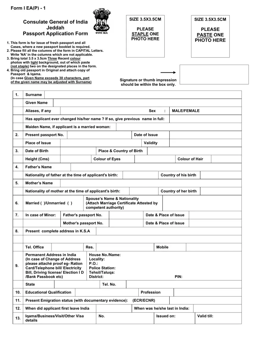 indian passport application india