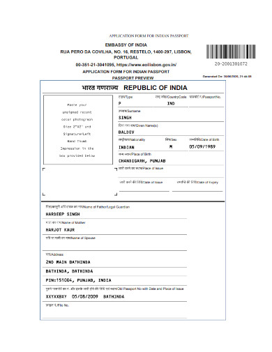 indian passport renewal application