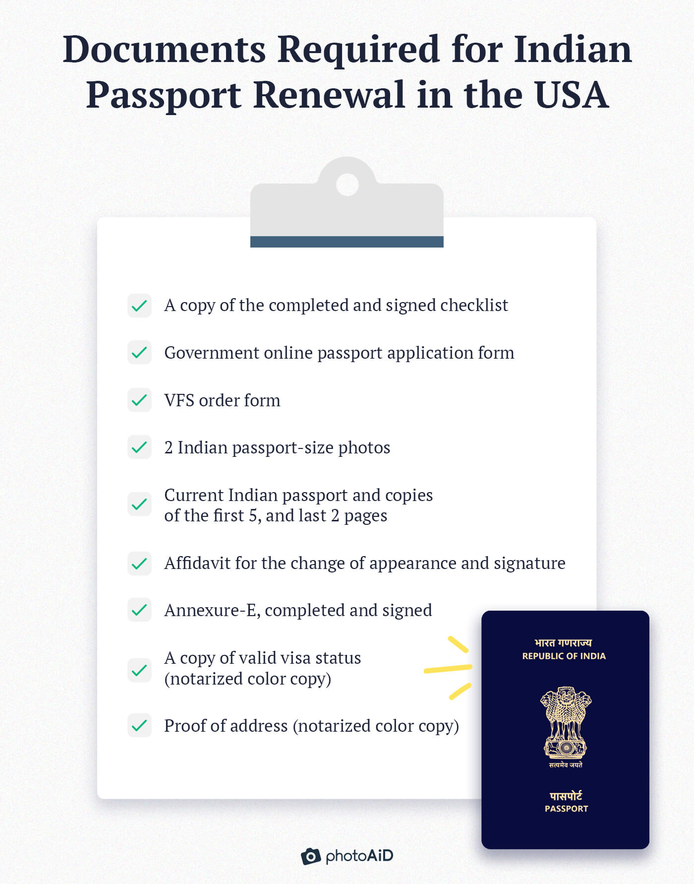 indian passport renewal checklist in usa