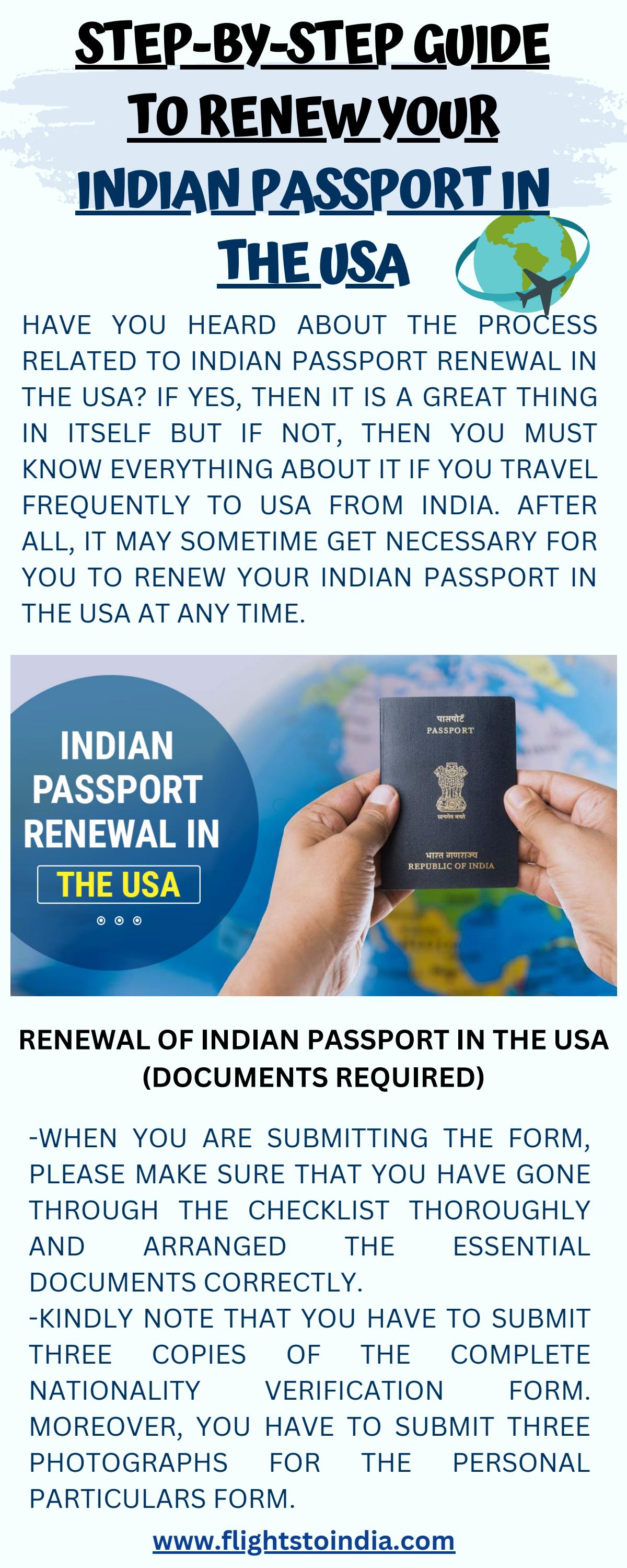 indian passport renewal in usa checklist