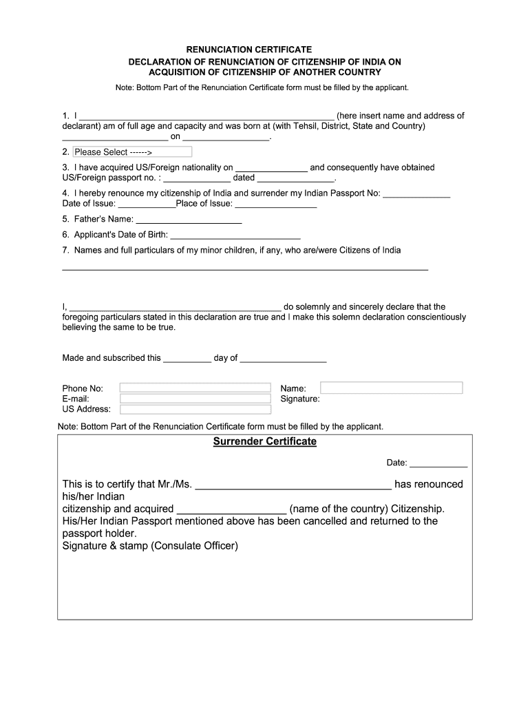 indian passport renunciation checklist