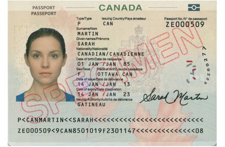 information page of passport