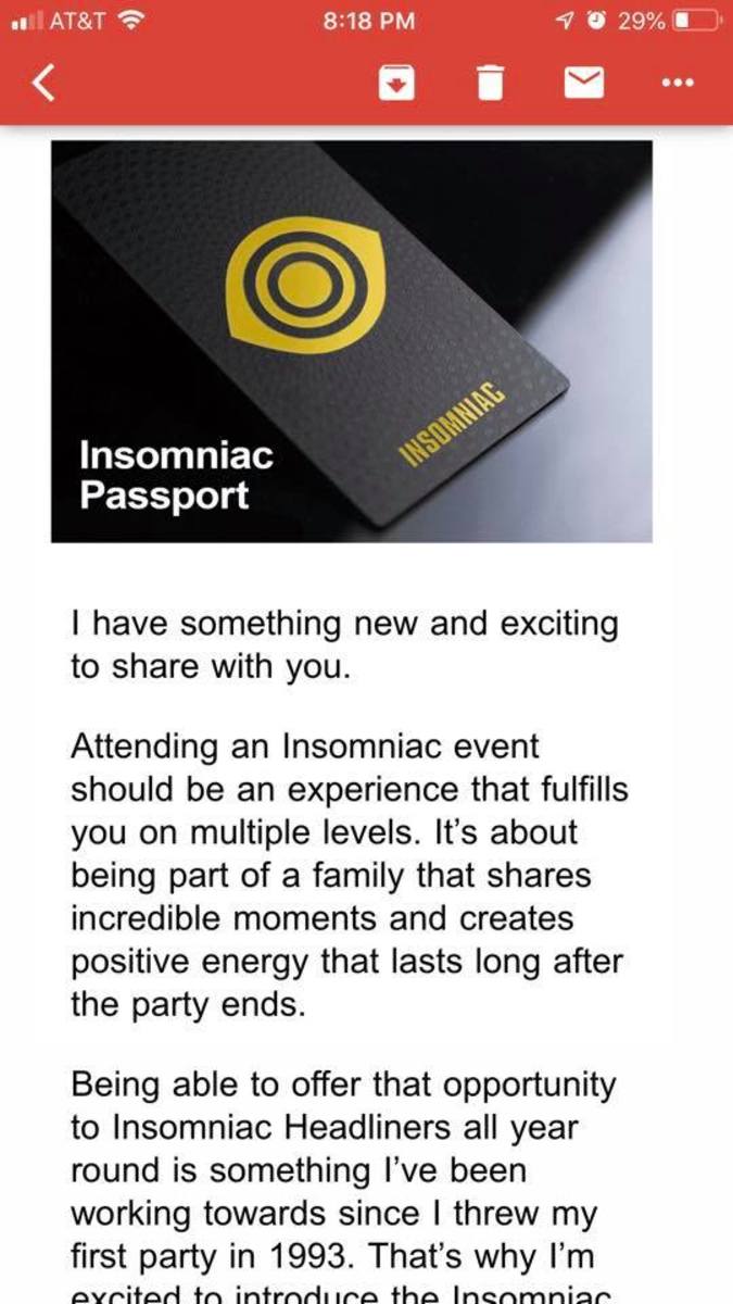 insomniac passport program