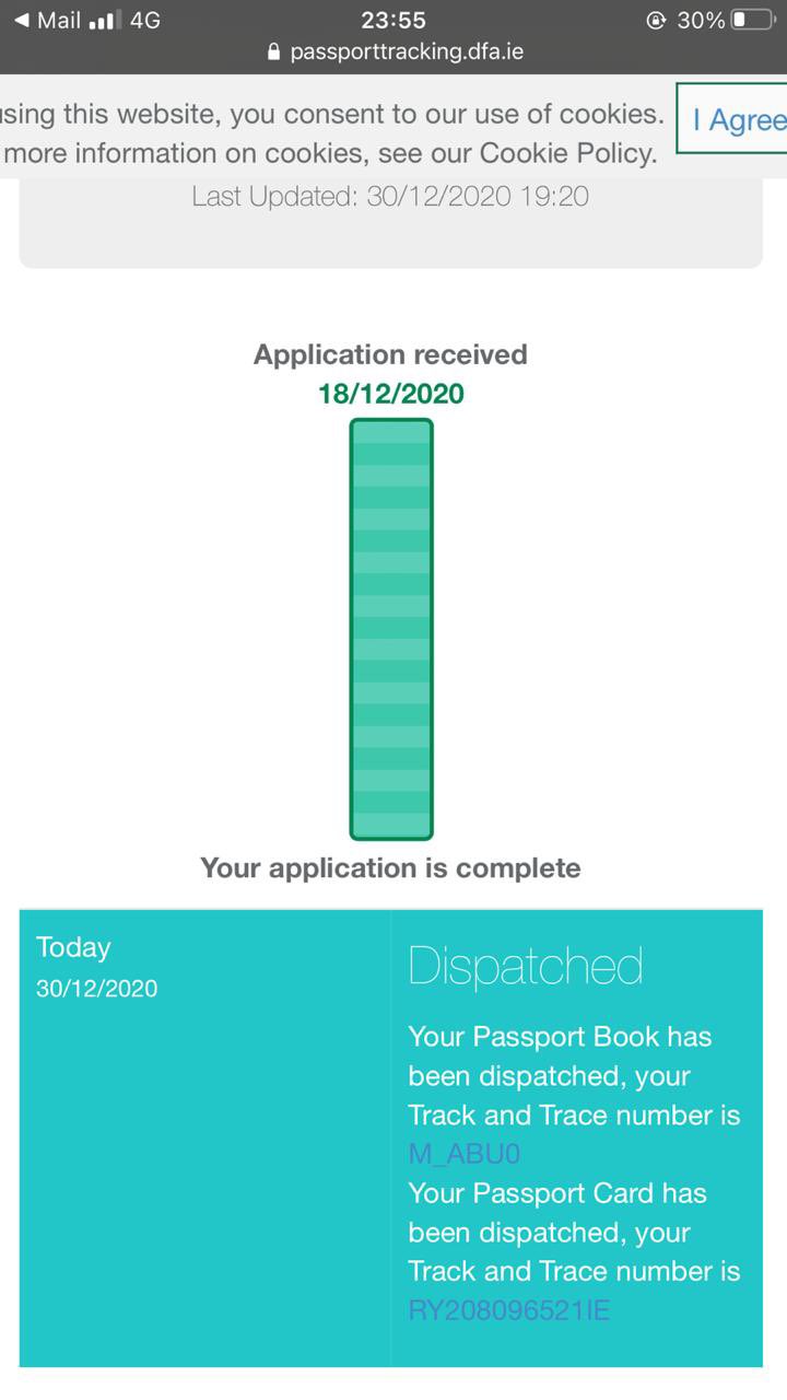 ireland passport tracking