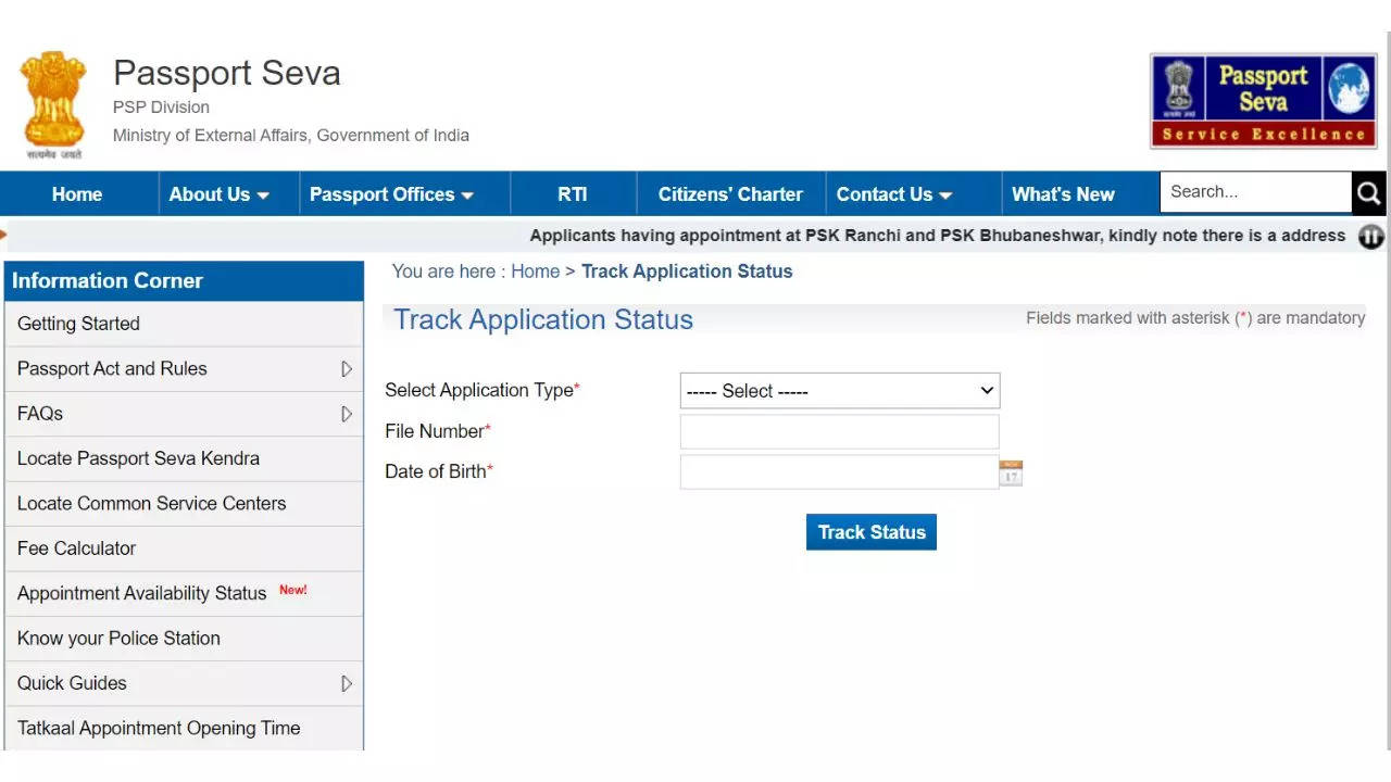 is there a way to check passport status