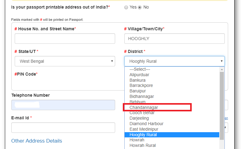 is your passport printable address out of india