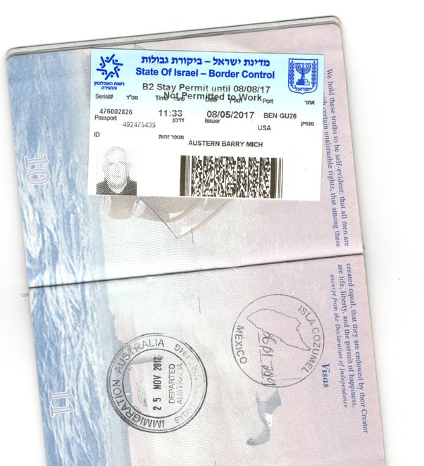 israel passport sticker