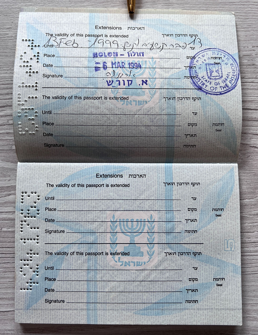 israeli passport extension