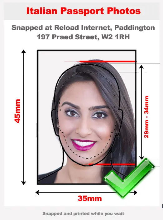 italian passport photo size