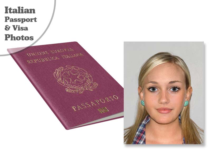 italian passport photo size