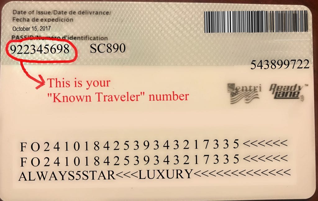 known traveler number passport