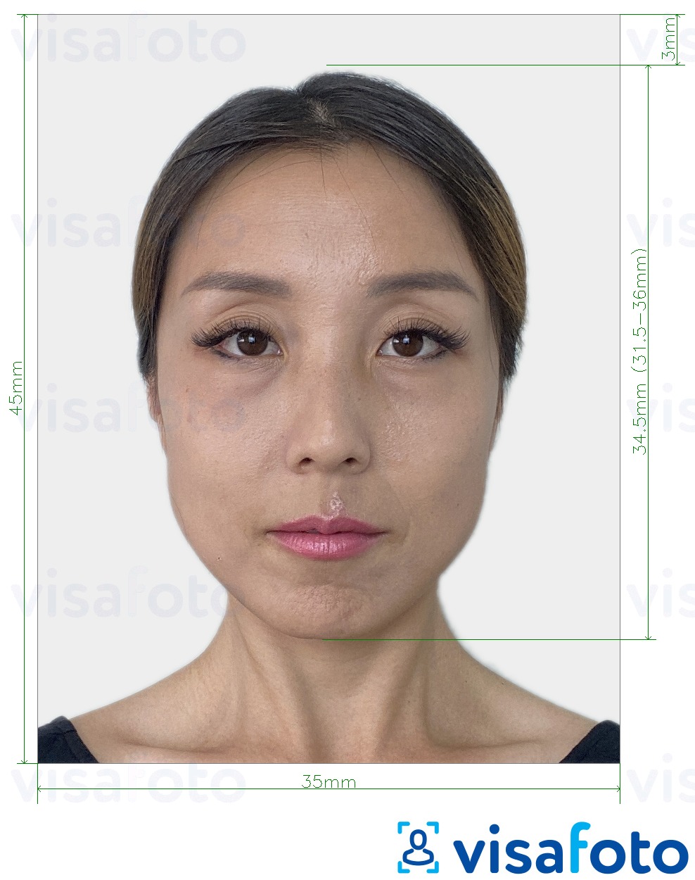 korean passport photo size