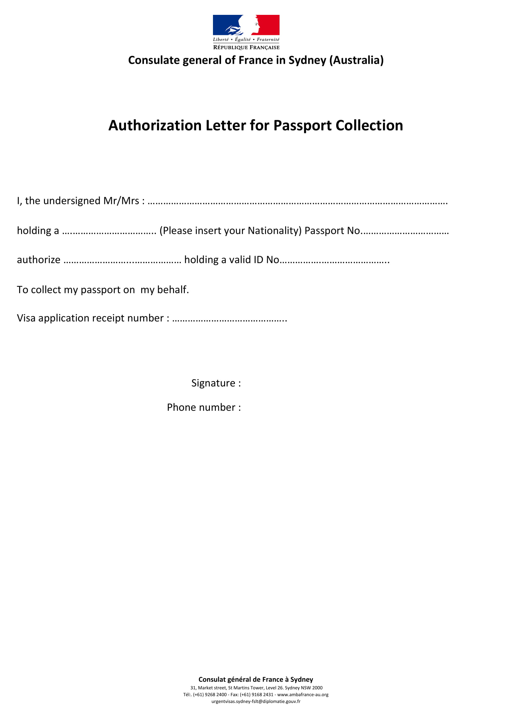 letter of authorization for passport