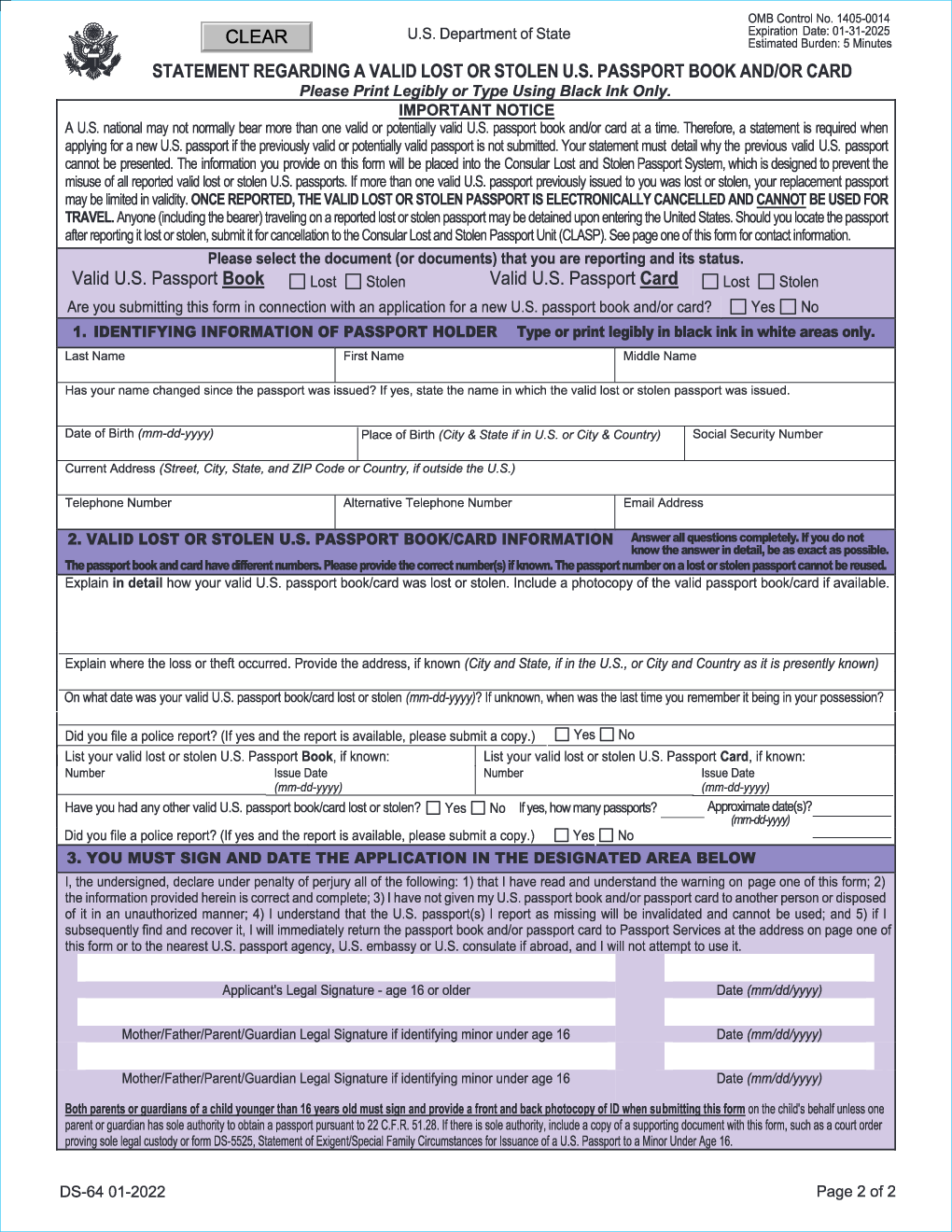 lost passport paperwork