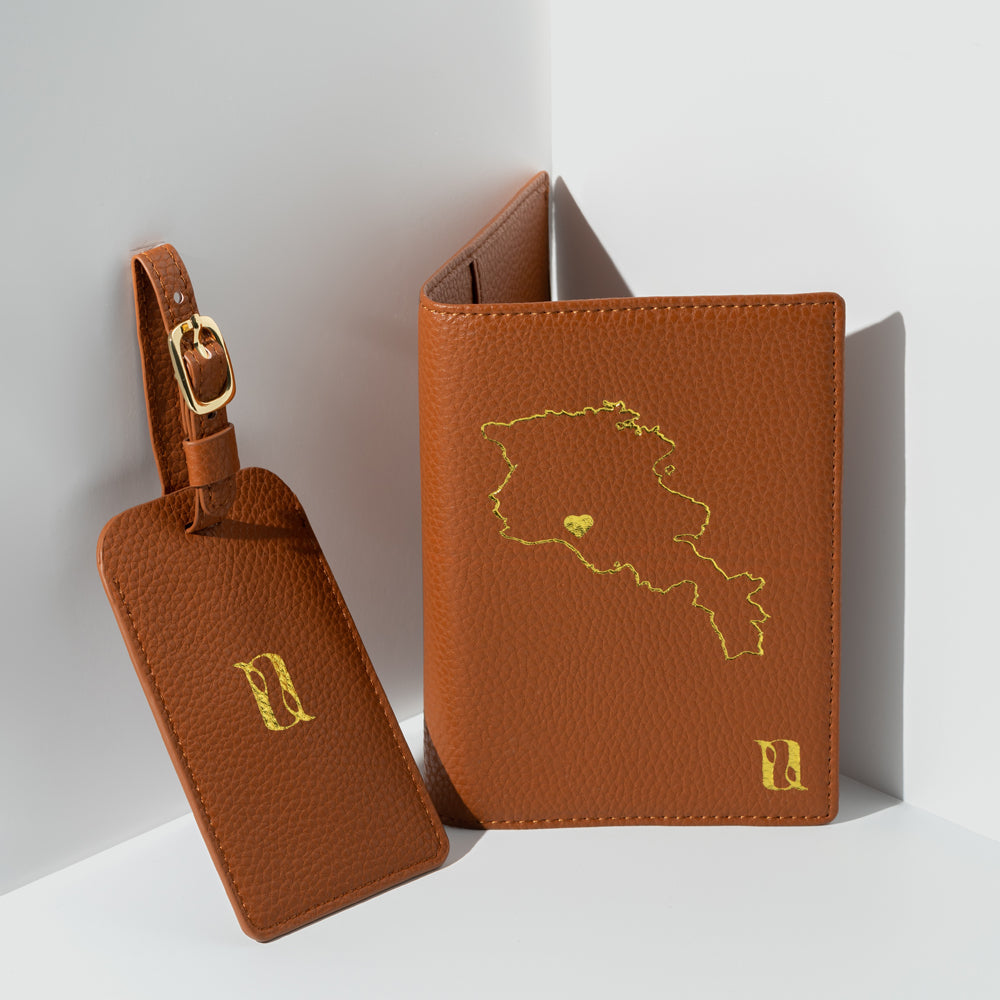 luggage tag and passport holder set