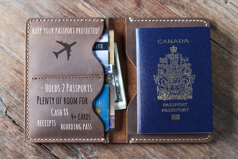 mens leather passport holder