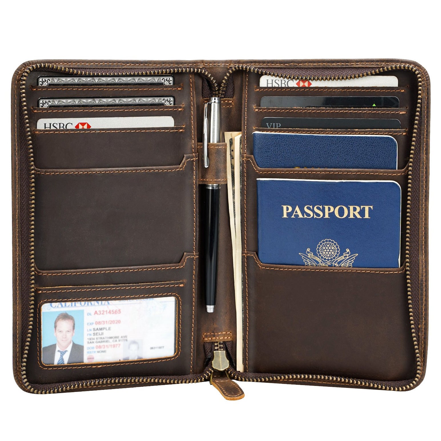 mens leather passport wallet