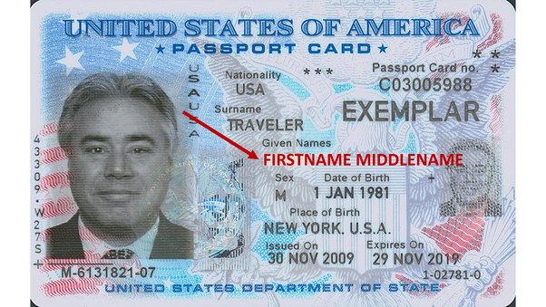 middle name in passport