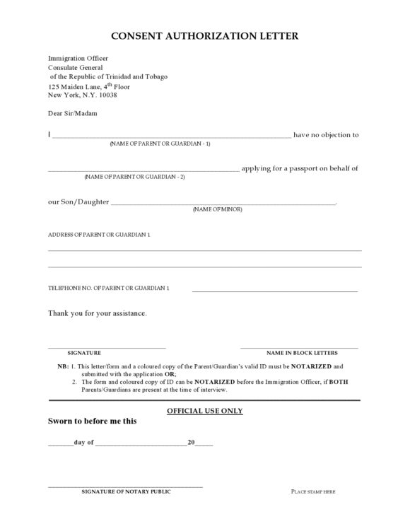 minor passport consent form