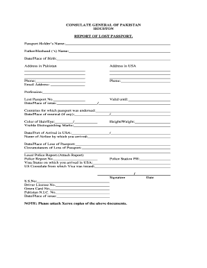 missing passport form