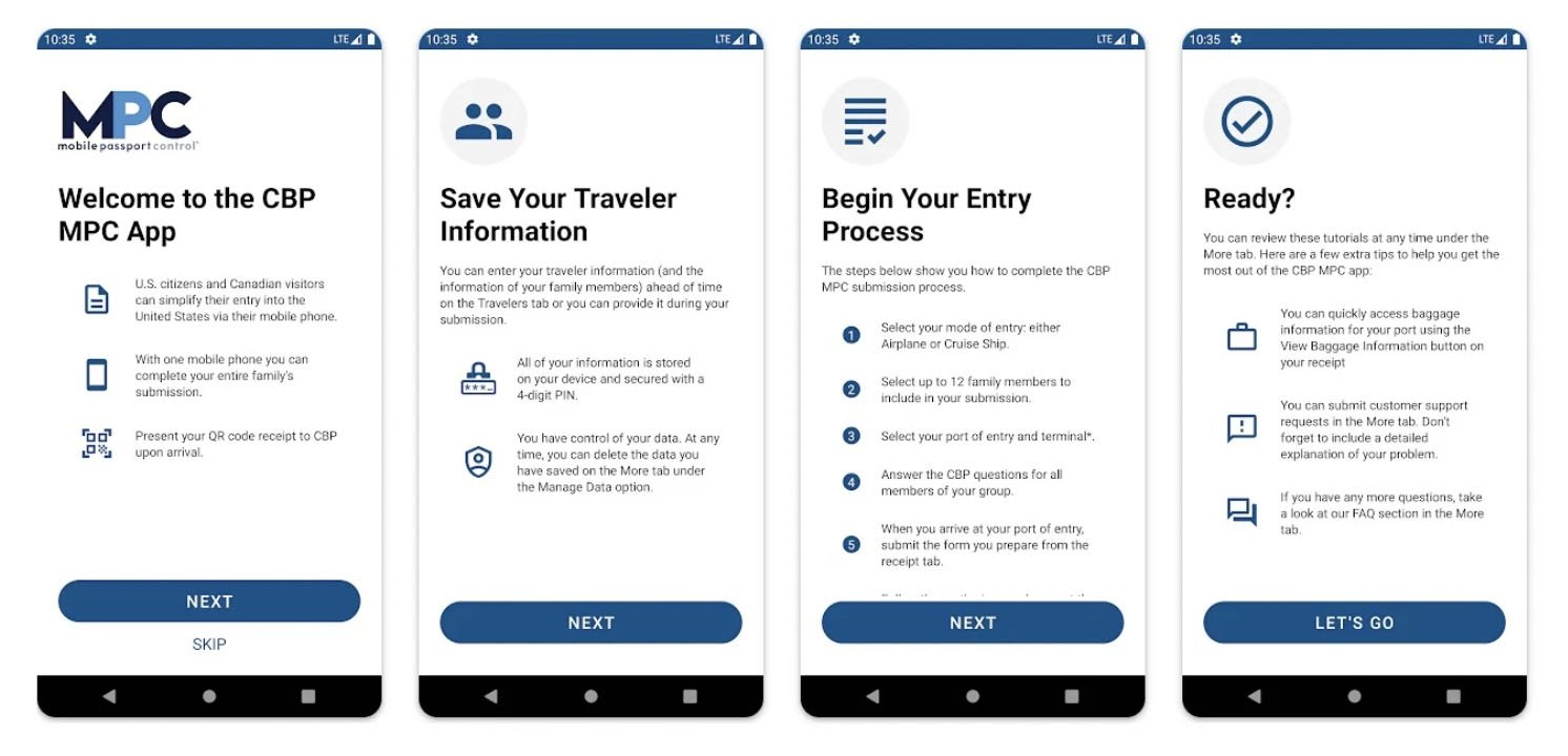 mobile passport contril