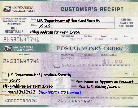 money order for passport example