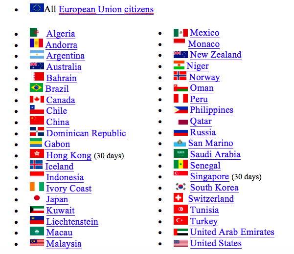 moroccan passport visa free countries