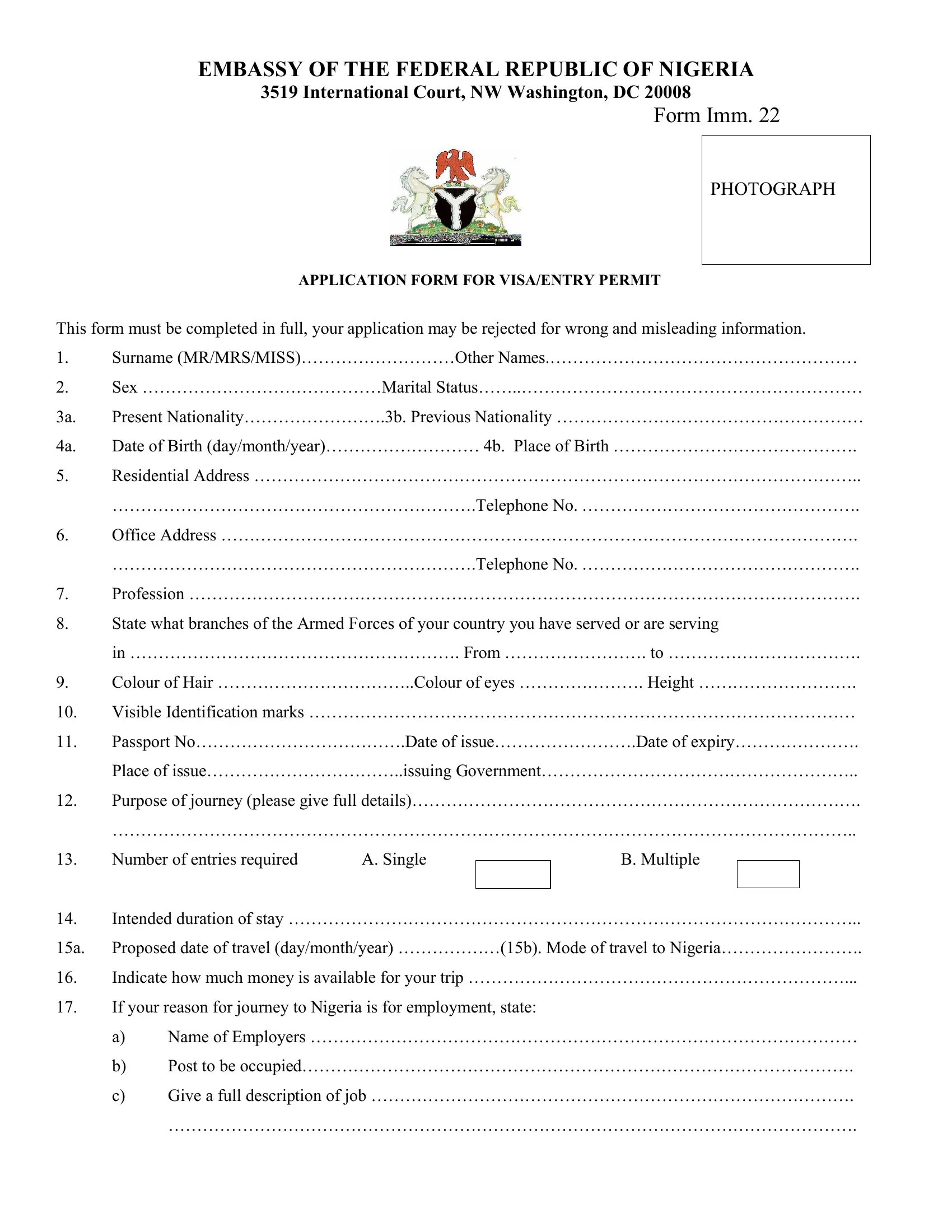 nigerian passport renewal dc