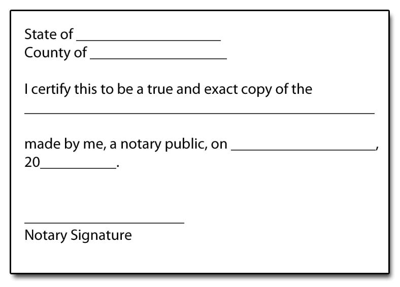 notarized certified copy of passport