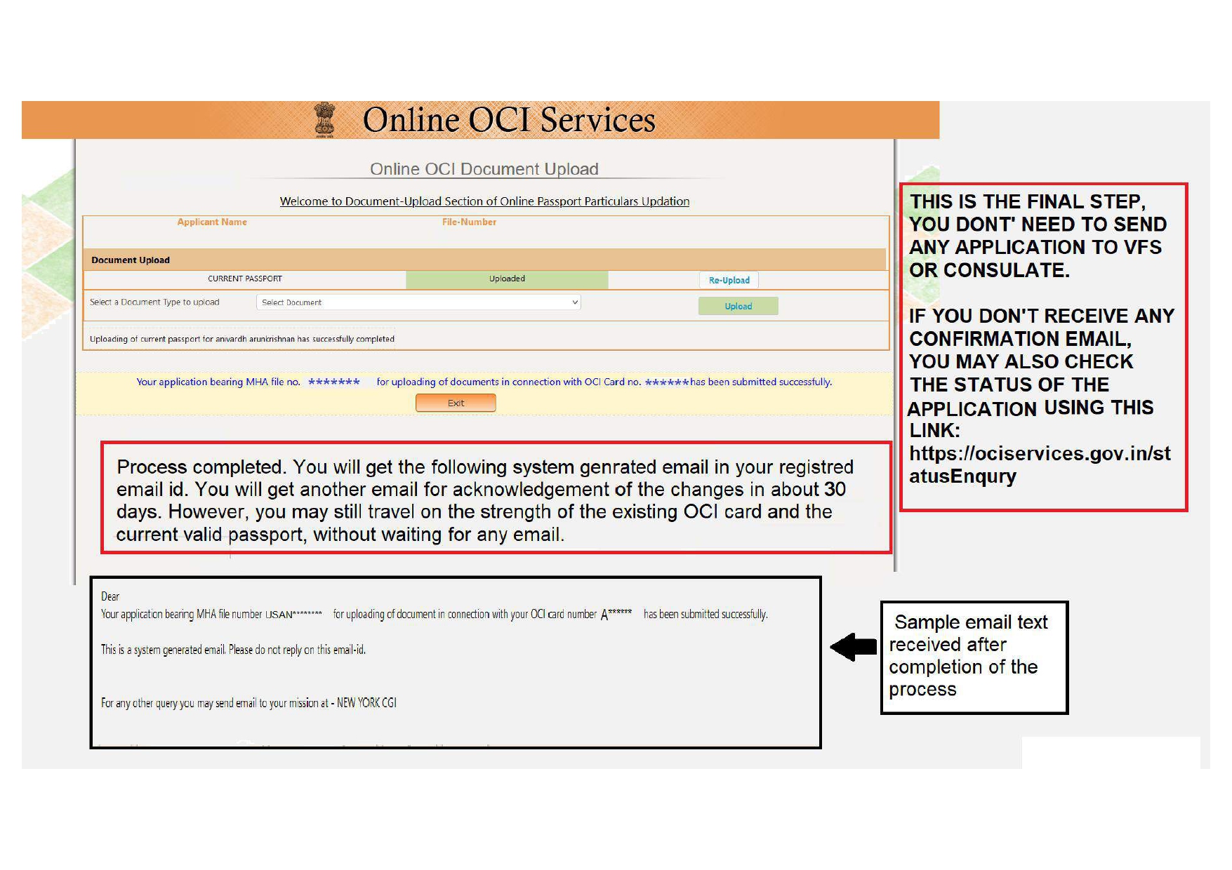 oci card update after new passport