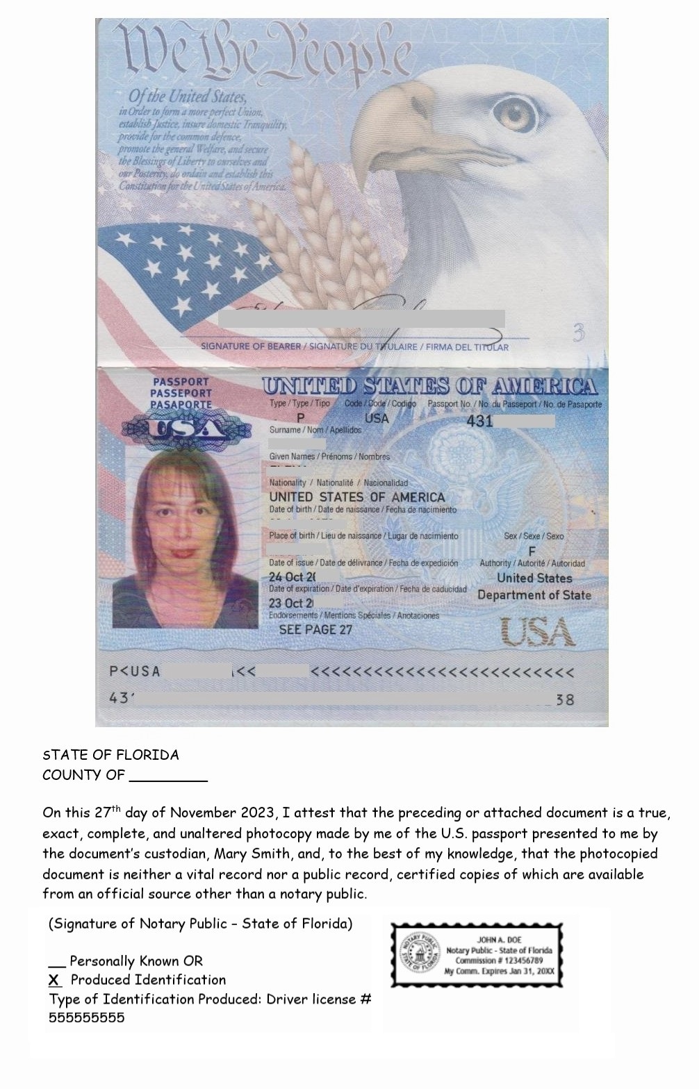 official copy of passport