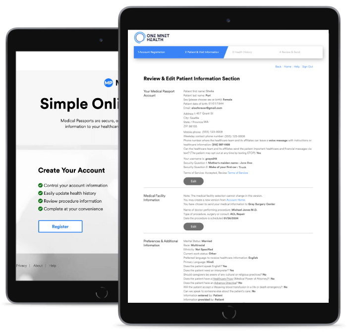 one medical passport login facility