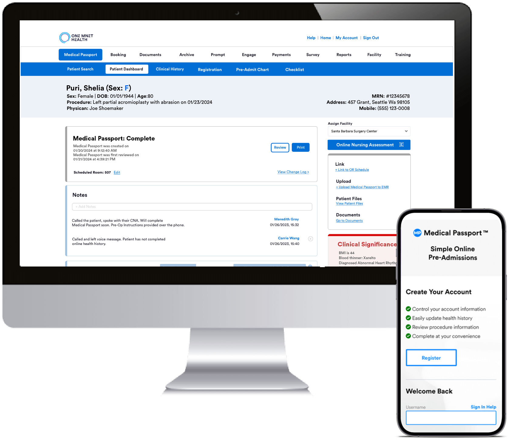 one medical passport login facility