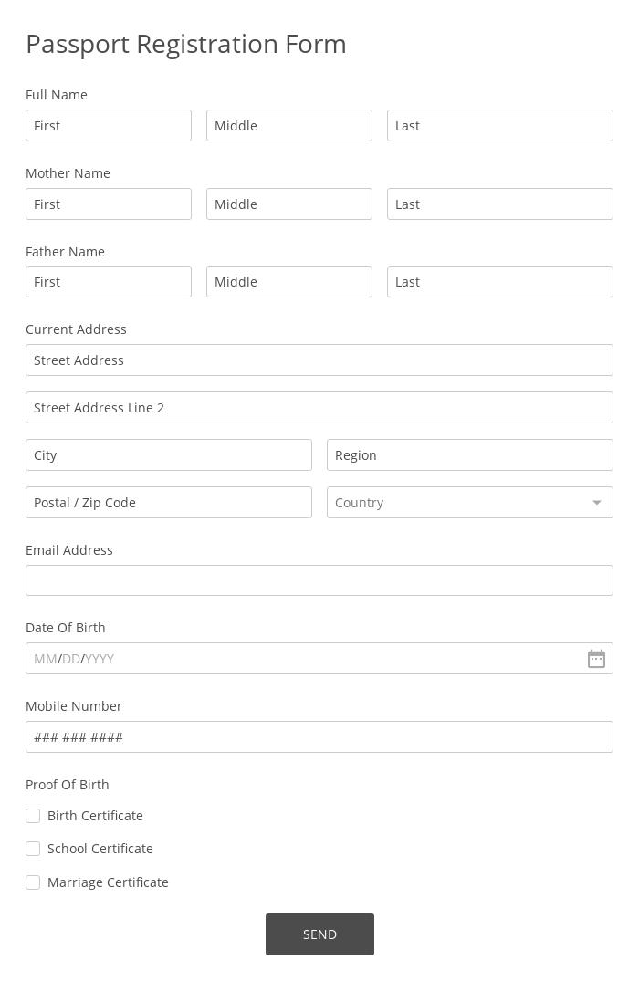 online forms for passport