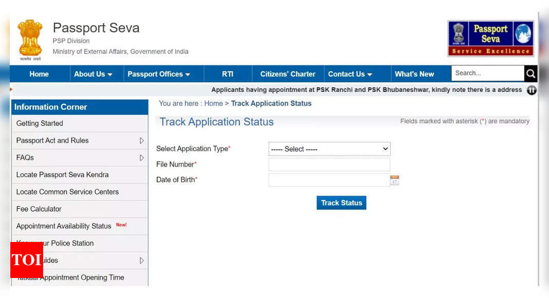 online passport tracking