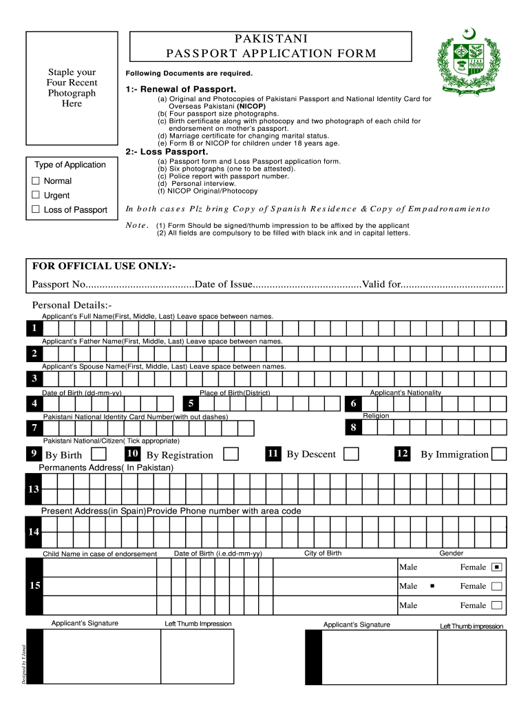 pakistani passport renewal fees