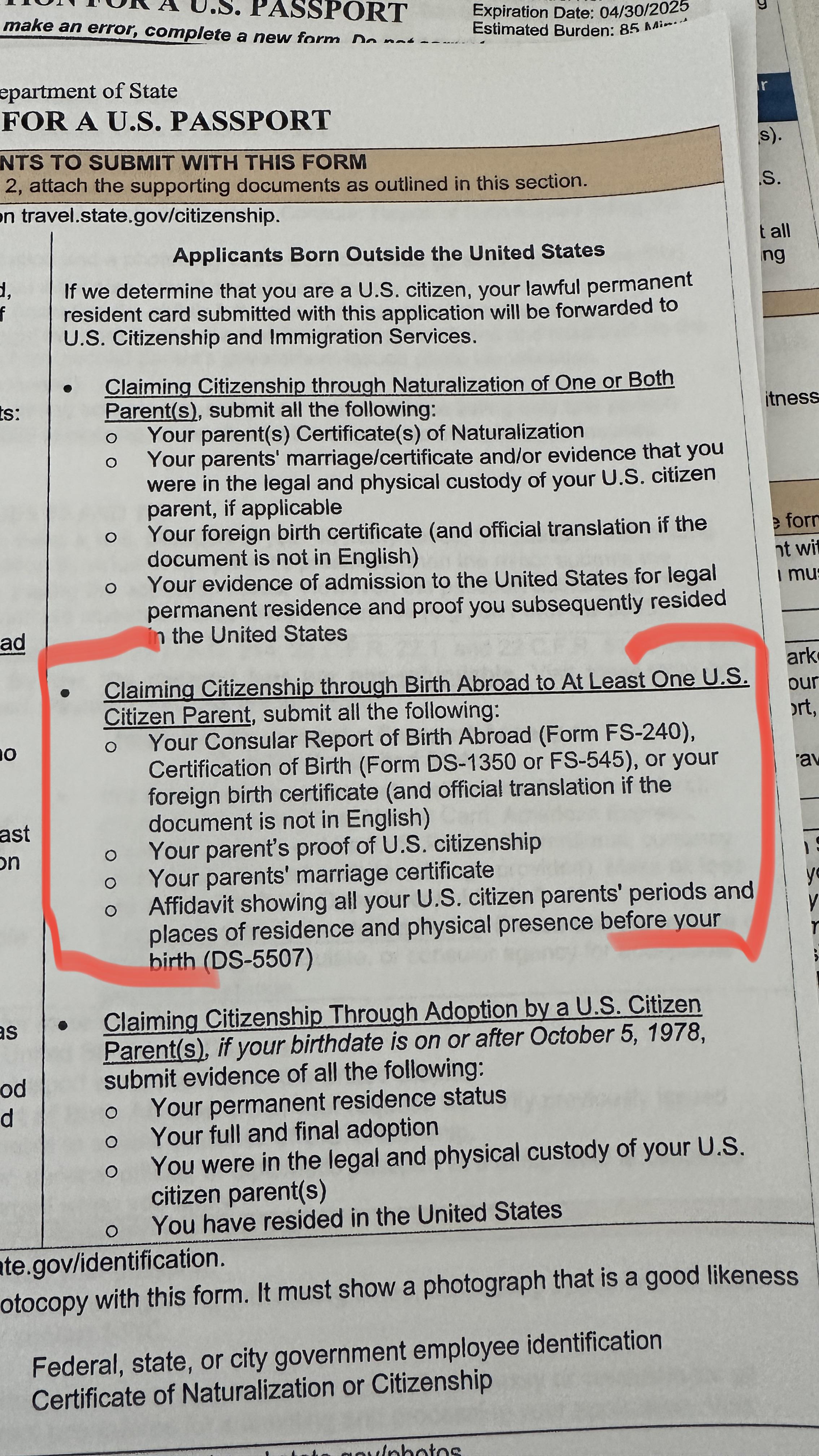 paperwork required for passport