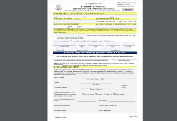 parental consent form for passport