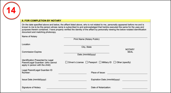 passport affidavit for minor