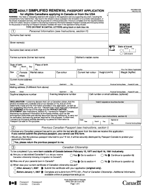 passport application filled out example